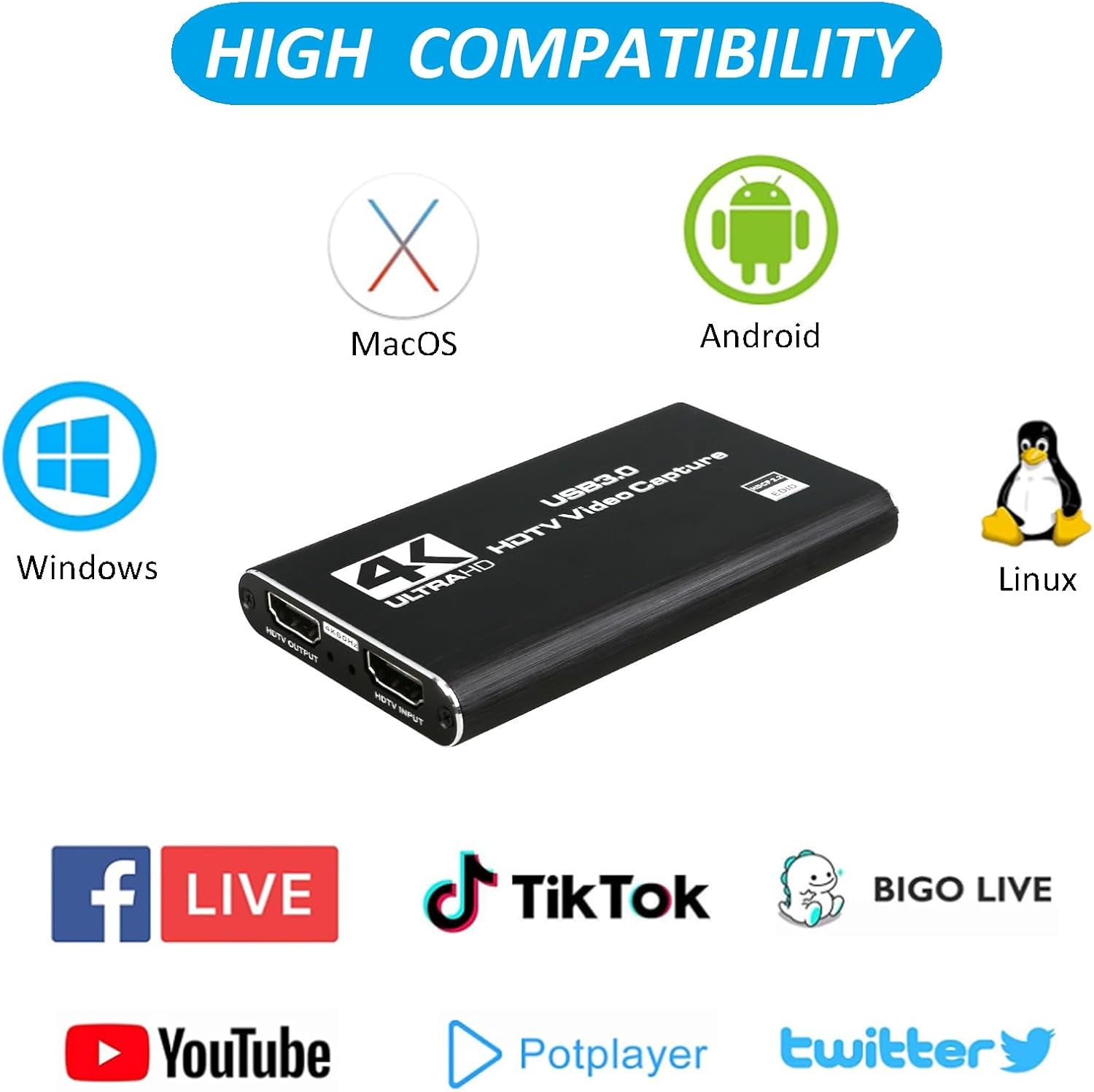 TCNEWCL Tarjeta de captura de video de audio 4K, dispositivo de captura de video HDMI USB 3.0. - Imagen 5