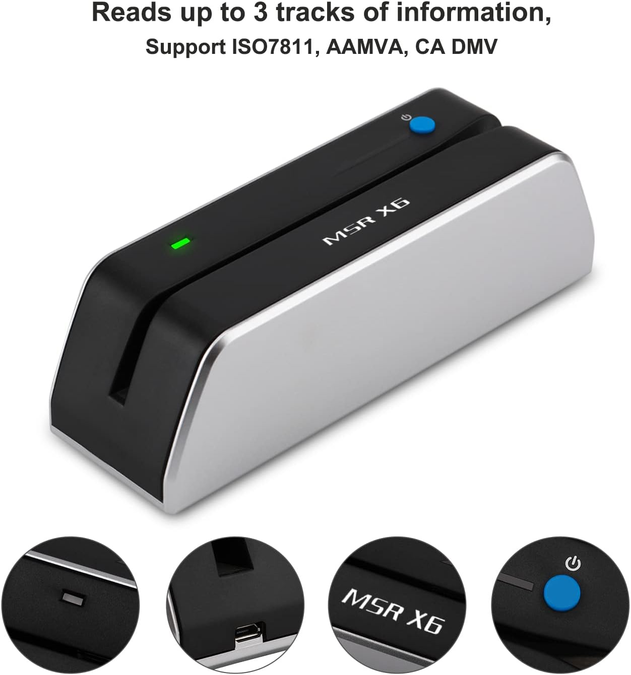 MSR X6 Bluetooth VIP Lector de Tarjetas, Escritor, Codificador y Deslizador Hico de 3 Bandas. - Imagen 3