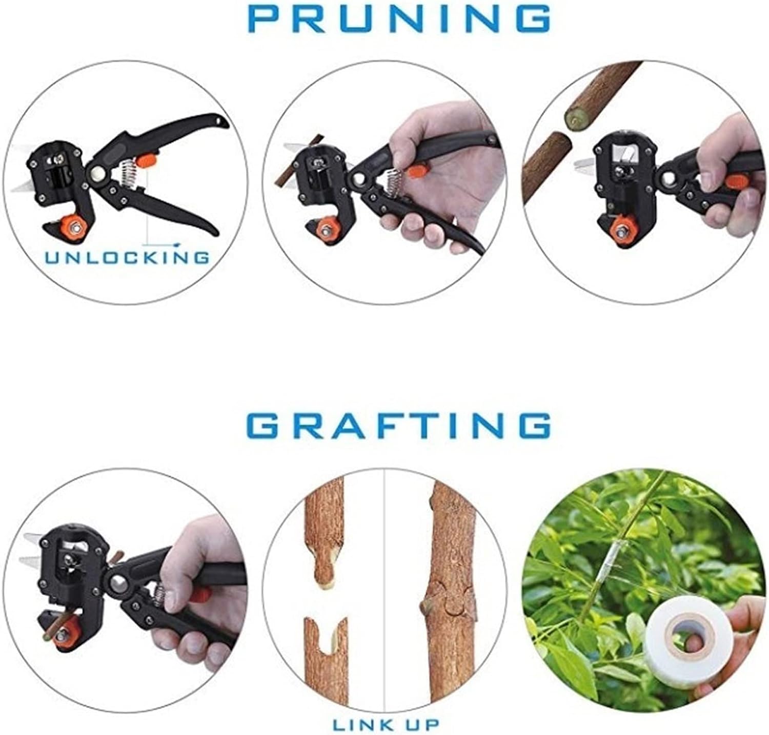 Herramienta de podadora de mano para injerto de jardín, kit de tijeras de podar. - Imagen 4
