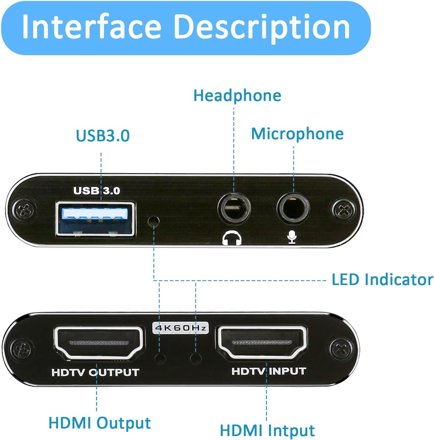 TCNEWCL Tarjeta de captura de video de audio 4K, dispositivo de captura de video HDMI USB 3.0. - Imagen 3