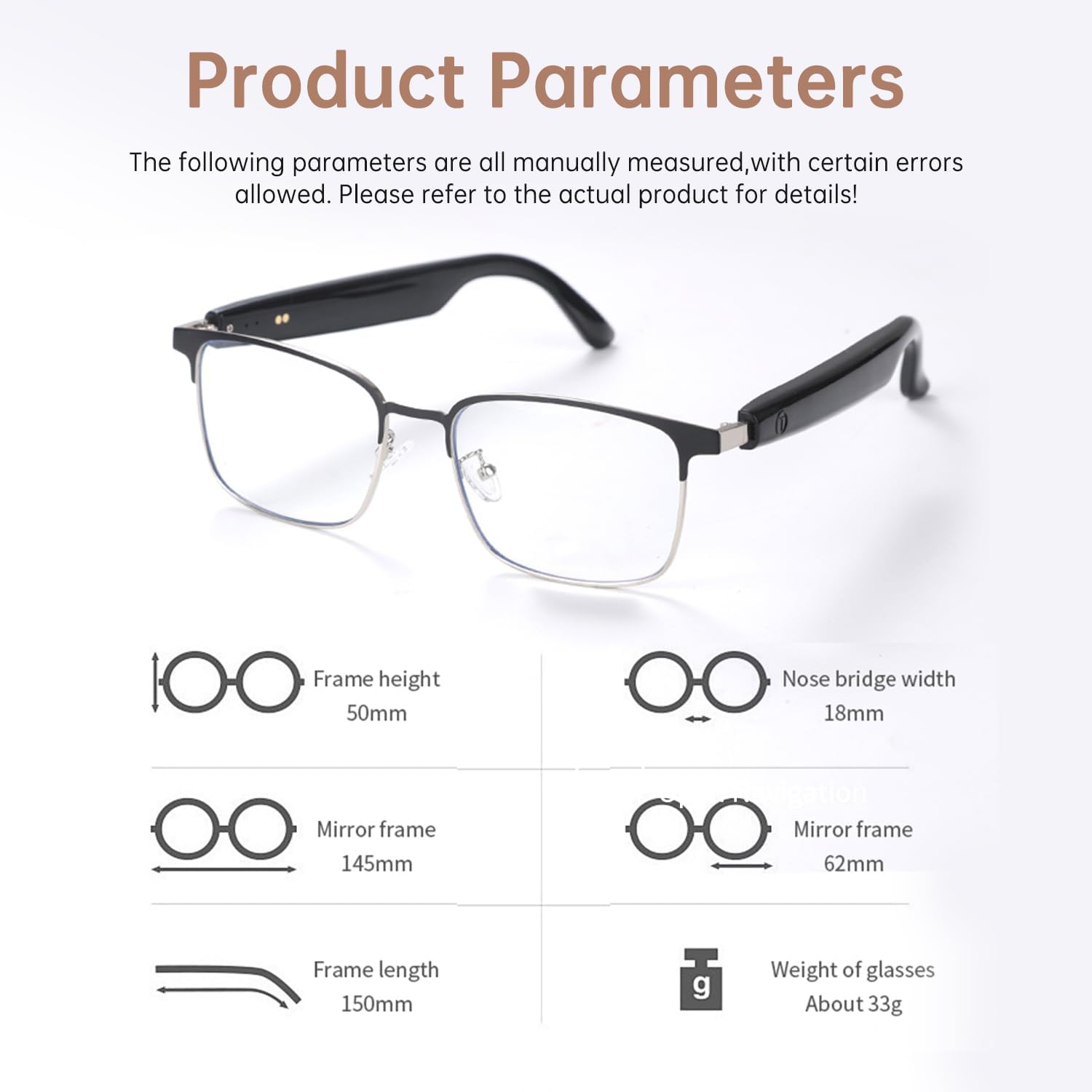 Lentes inteligentes de audio Bluetooth, lentes de luz azul para mujeres y hombres, micrófono. - Imagen 4