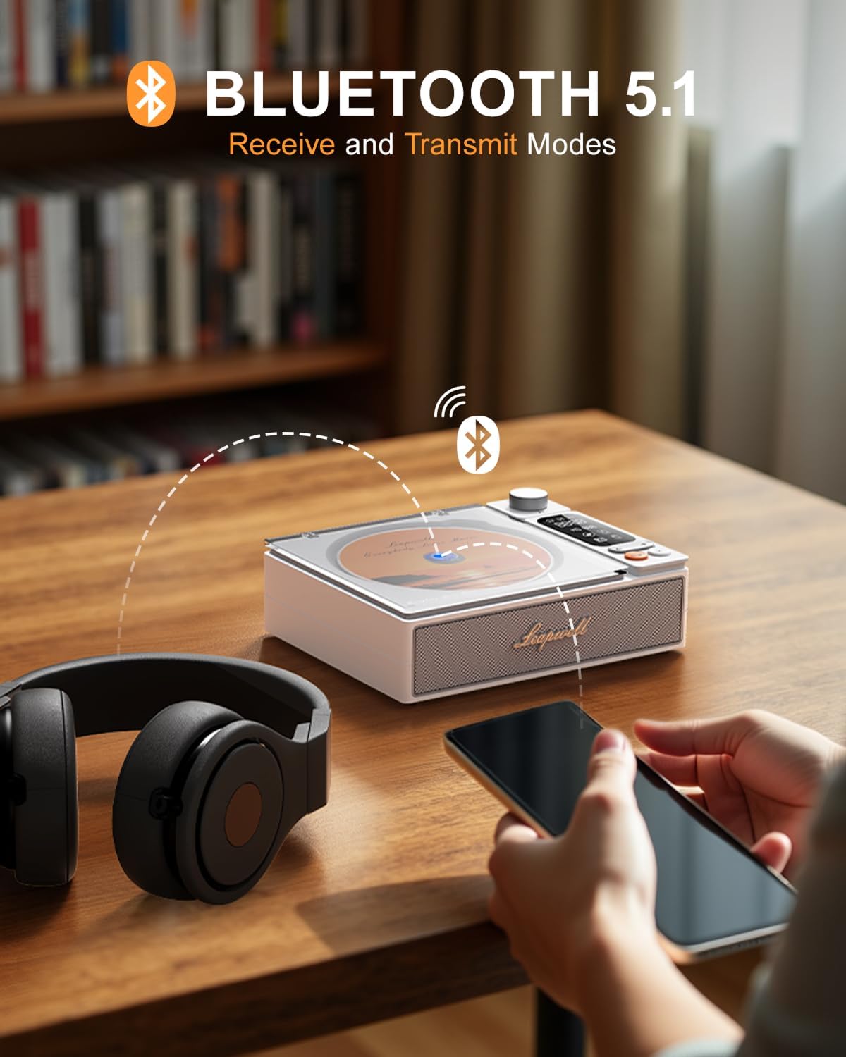 Leapwell Reproductor de CD Portátil Bluetooth Reproductores de CD de Escritorio para el Hogar. - Imagen 4