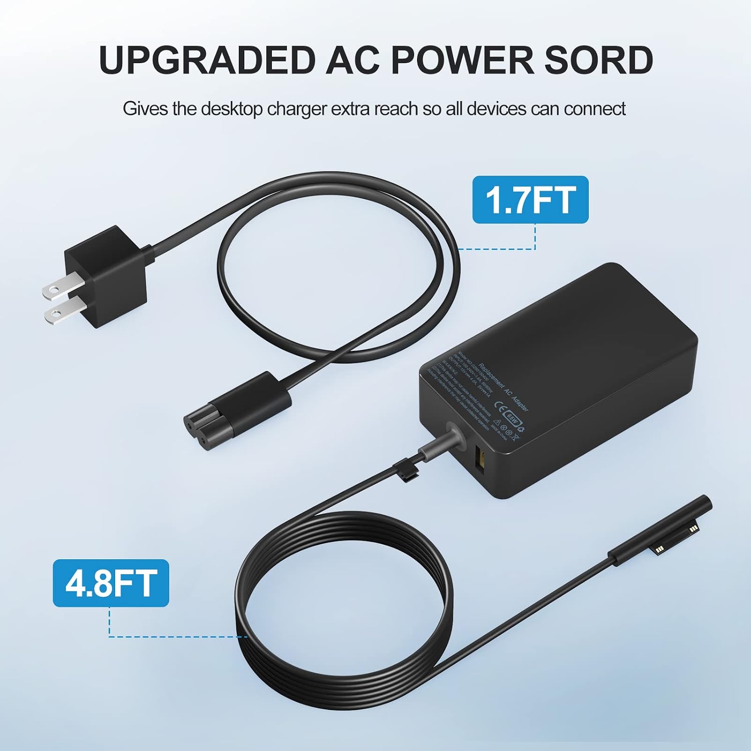Cargador Surface Pro de 65 W para computadora portátil Microsoft. - Imagen 5