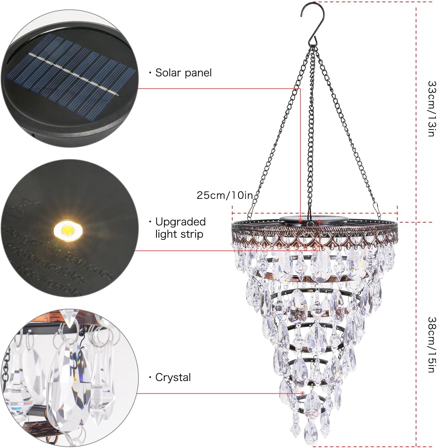 Lámpara solar colgante de cristal al aire libre impermeable luz de jardín. - Imagen 5
