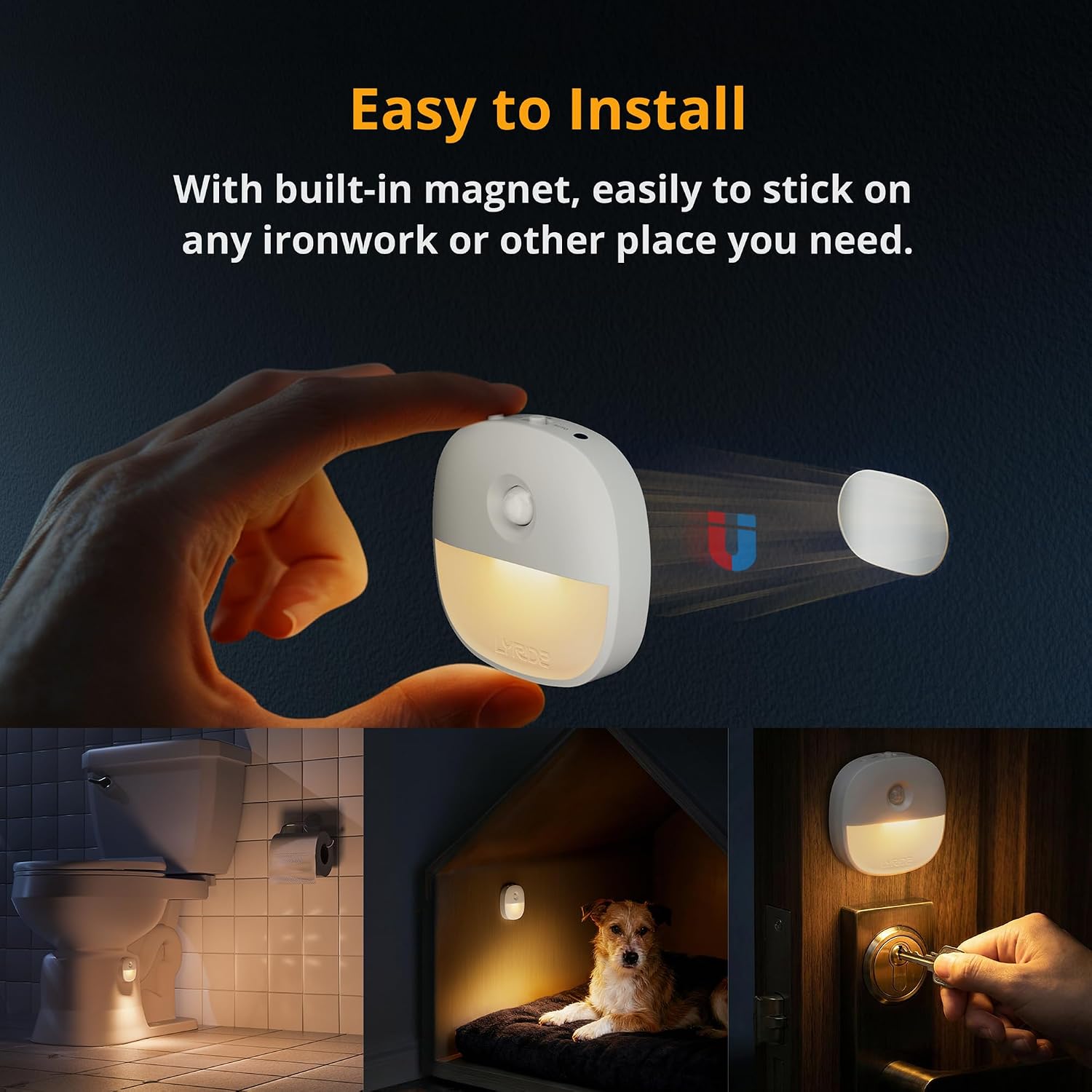 Lyridz Luz nocturna recargable, luz nocturna con batería con sensor de movimiento, mini luz LED. - Imagen 6