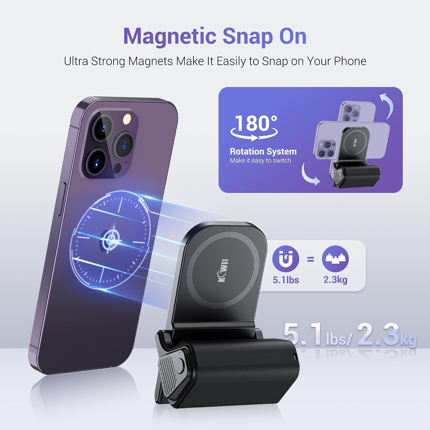 KIWIFOTOS - Agarre magnético para cámara de teléfono para iPhone 17 con mango Magsafe. - Imagen 4