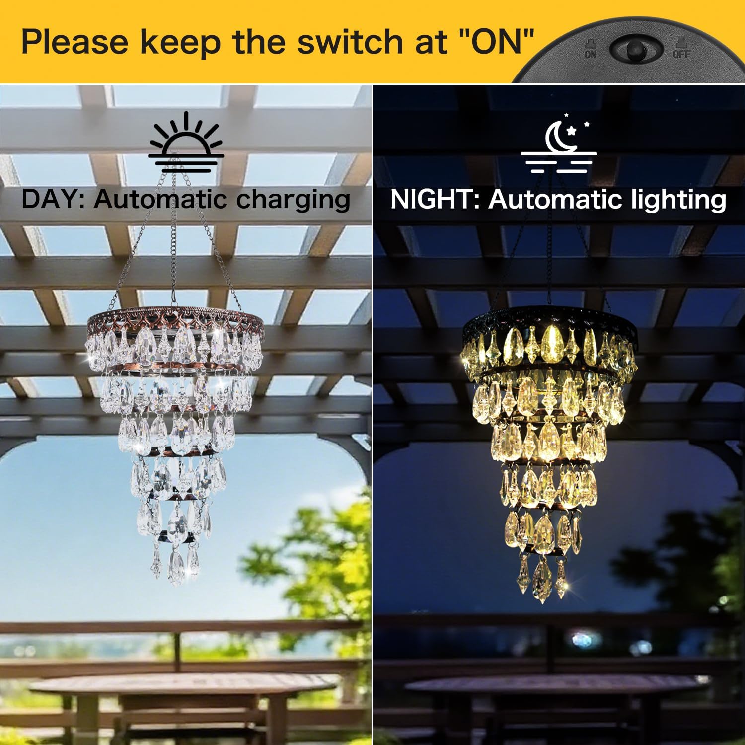 Lámpara solar colgante de cristal al aire libre impermeable luz de jardín. - Imagen 6