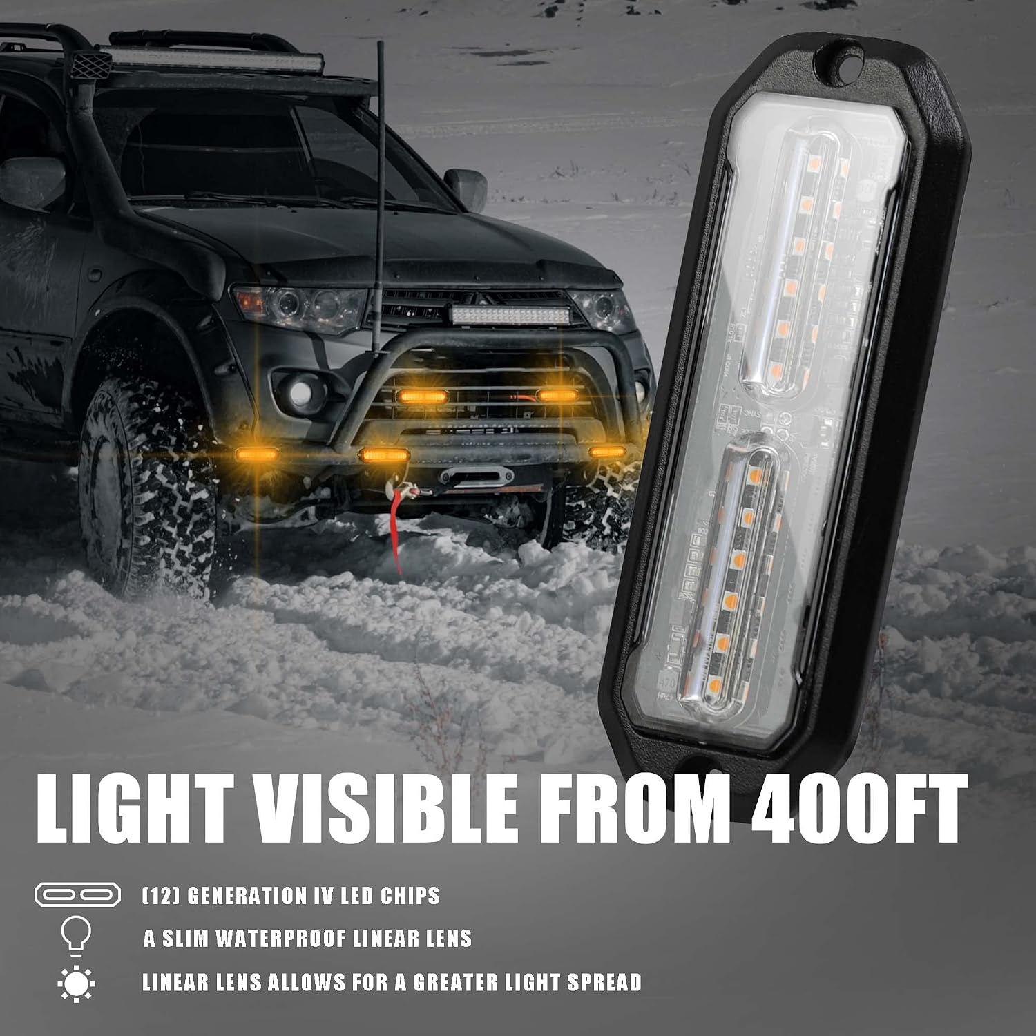 WINECO Luces estroboscópicas LED ámbar para camiones, 8 piezas, 12 luces LED estroboscópicas. - Imagen 3