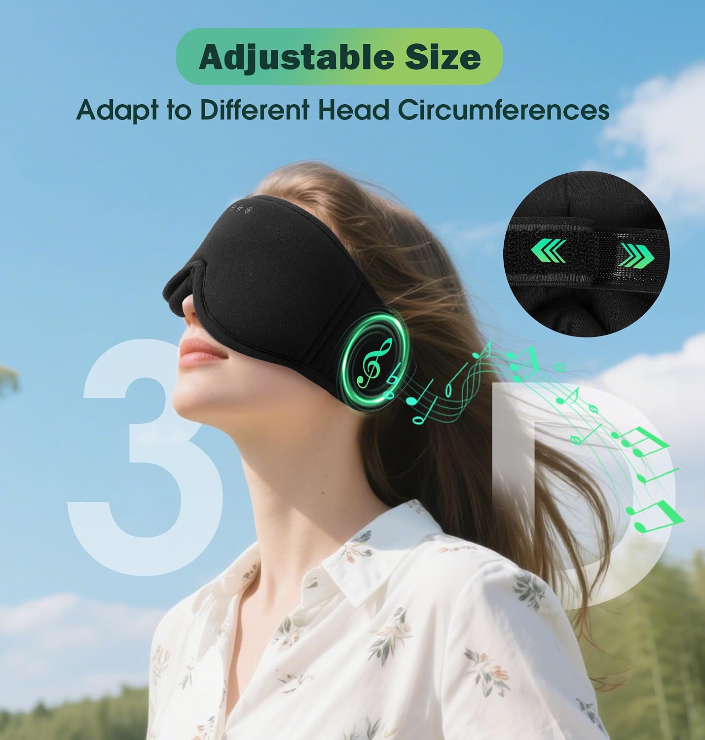 LC-dolida - Antifaz para dormir con auriculares Bluetooth máscara de ojos inalámbrica para dormir. - Imagen 5