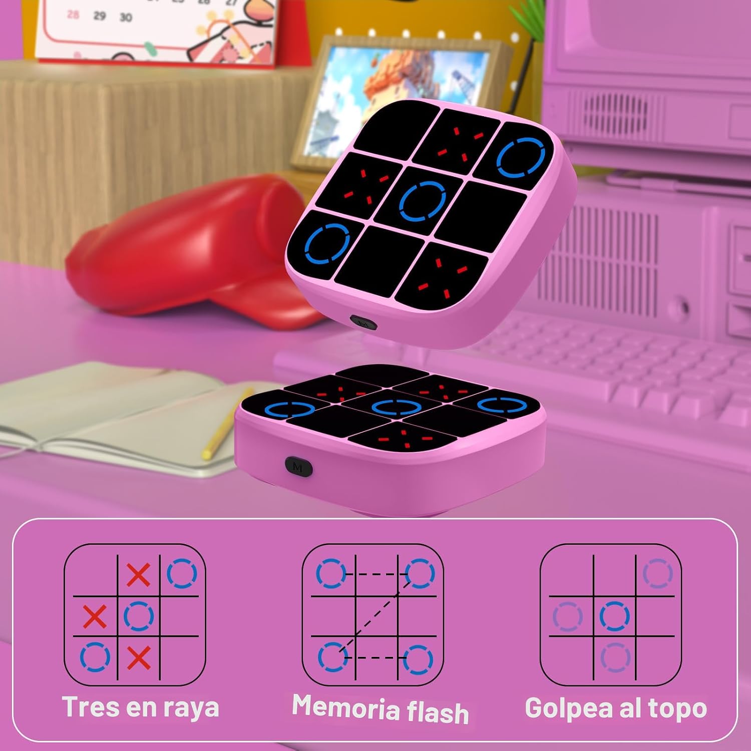 Juego de Tic-Tac-Toe Bolt, consola de juegos de rompecabezas portátil 4 en 1. - Imagen 3