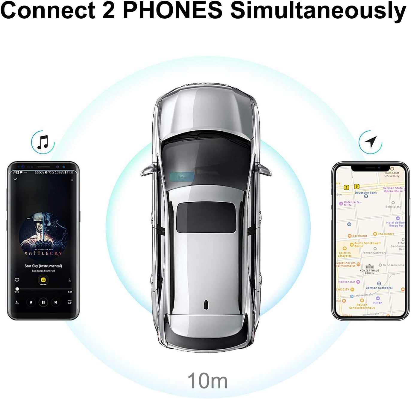 Altavoz Bluetooth para teléfono celular manos libres Bluetooth 5.0 CarKits 3W altavoz fuerte. - Imagen 3