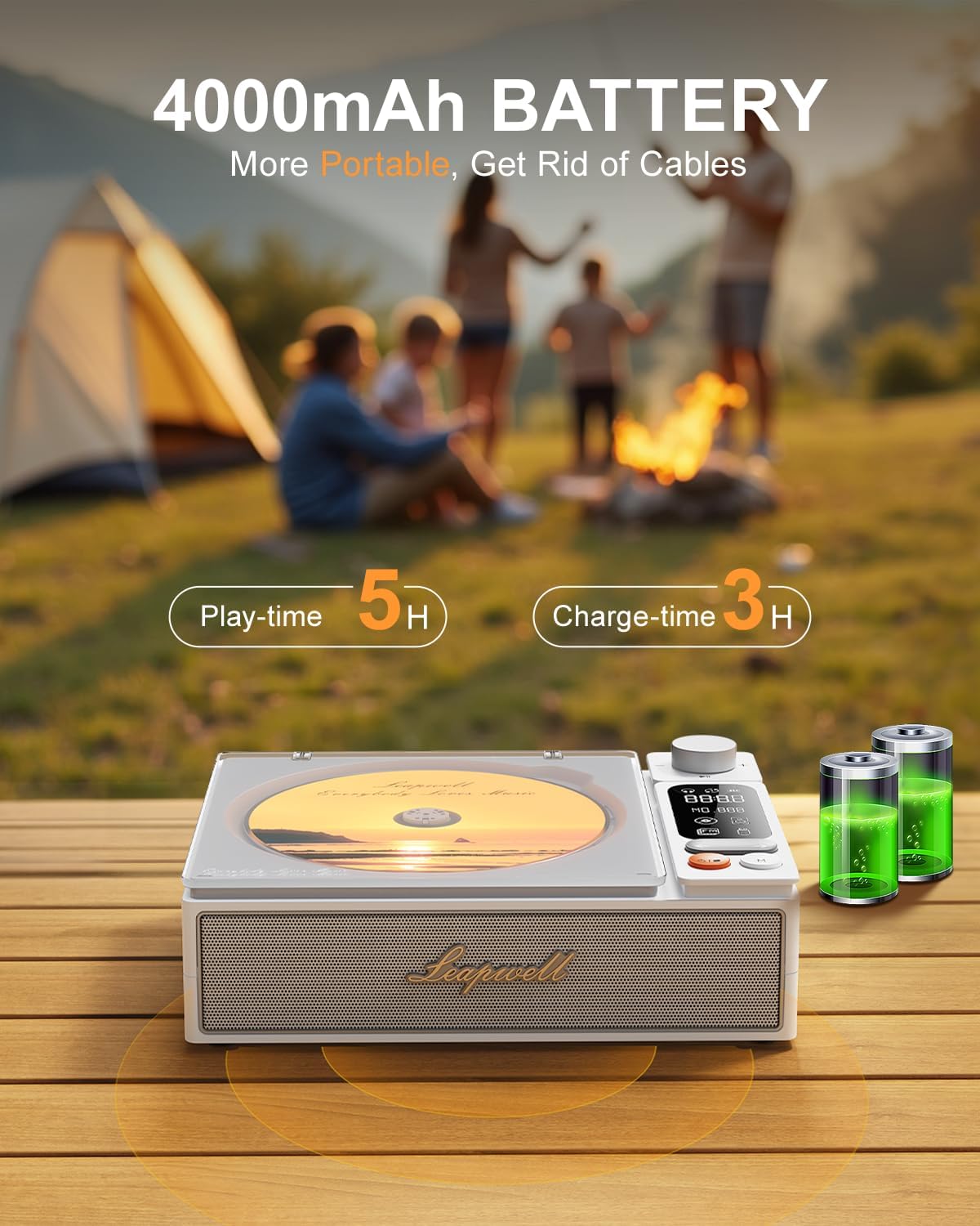 Leapwell Reproductor de CD Portátil Bluetooth Reproductores de CD de Escritorio para el Hogar. - Imagen 3