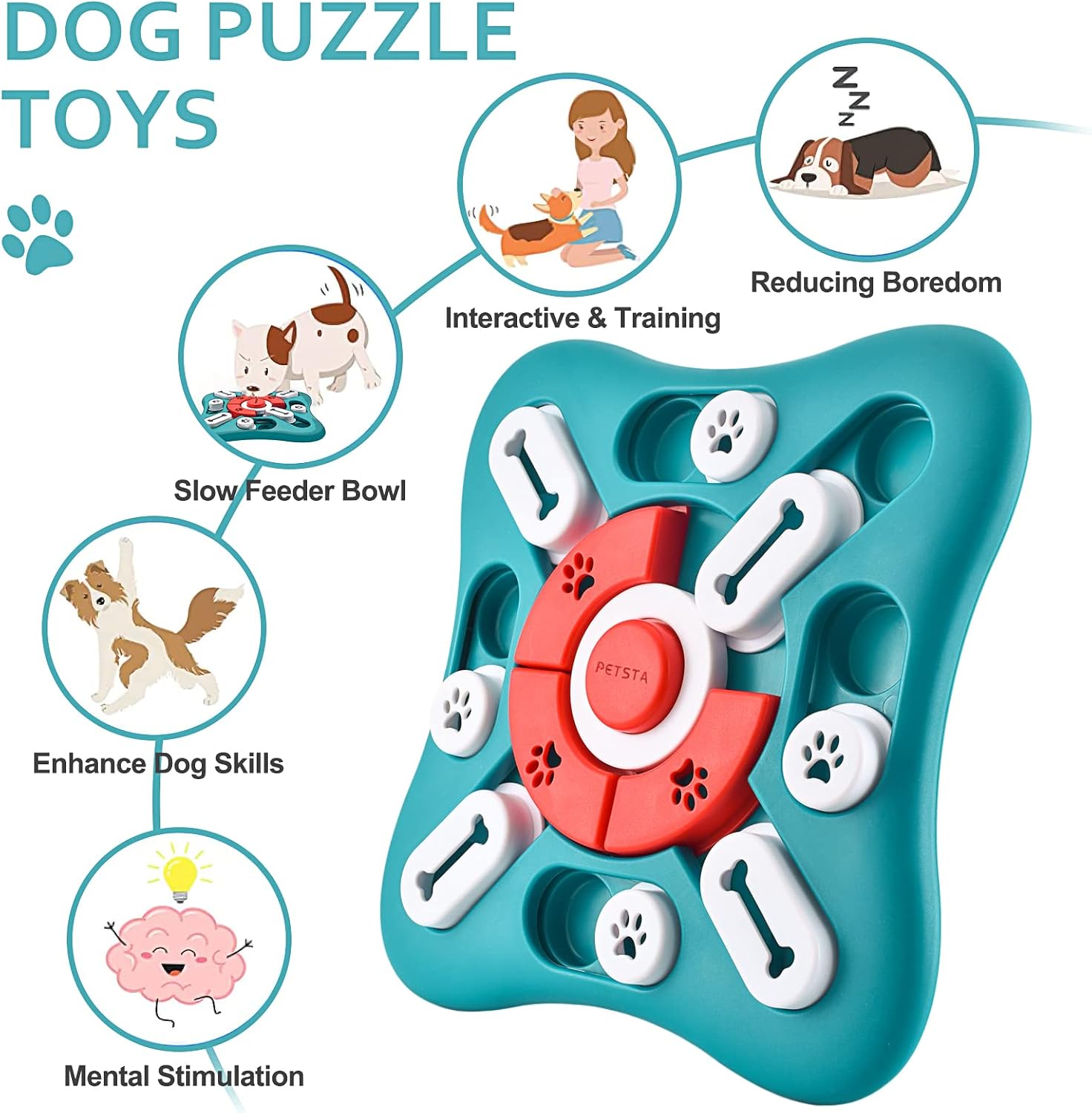 PETSTA Juguetes de Rompecabezas para Perros, Juguetes de Enriquecimiento para Perros. - Imagen 5