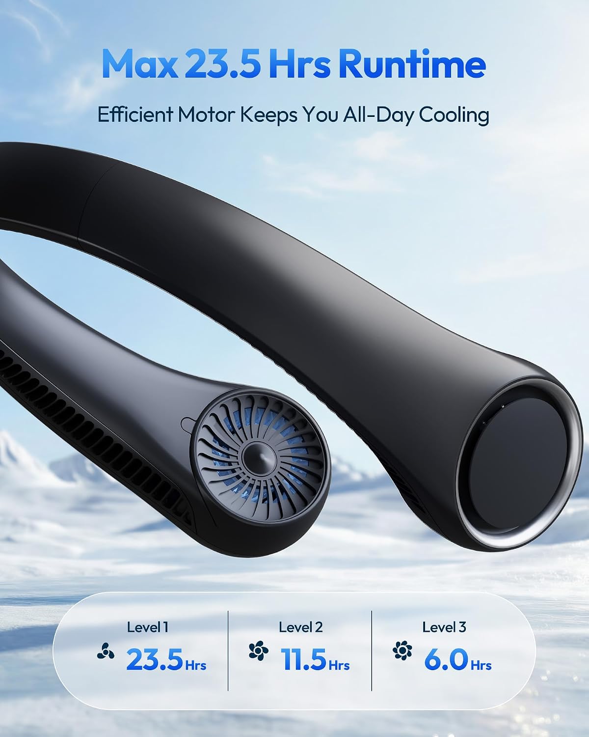 Gaiatop - Ventilador portátil de cuello recargable, enfriamiento manos libres. - Imagen 4