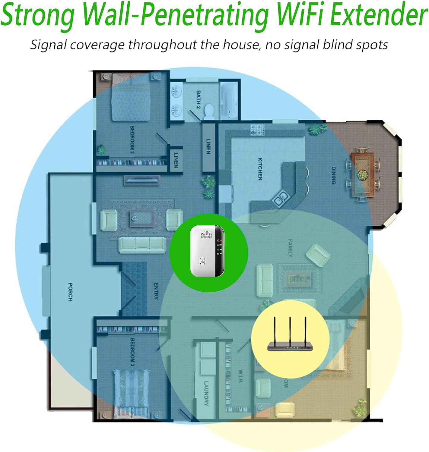 Amplificador de señal WiFi rápido para el hogar, repetidor WiFi de largo alcance. - Imagen 5