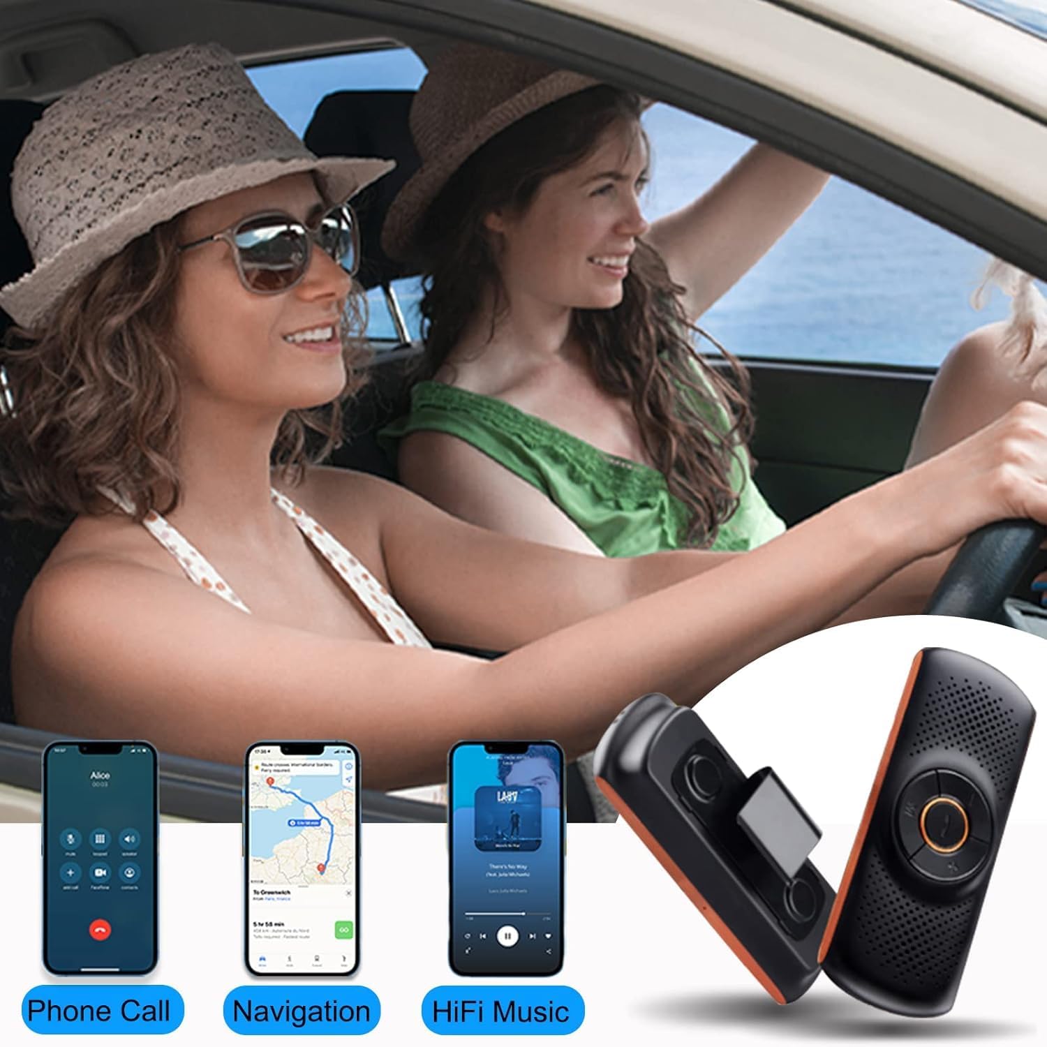 Altavoz Bluetooth para teléfono celular manos libres Bluetooth 5.0 CarKits 3W altavoz fuerte. - Imagen 6