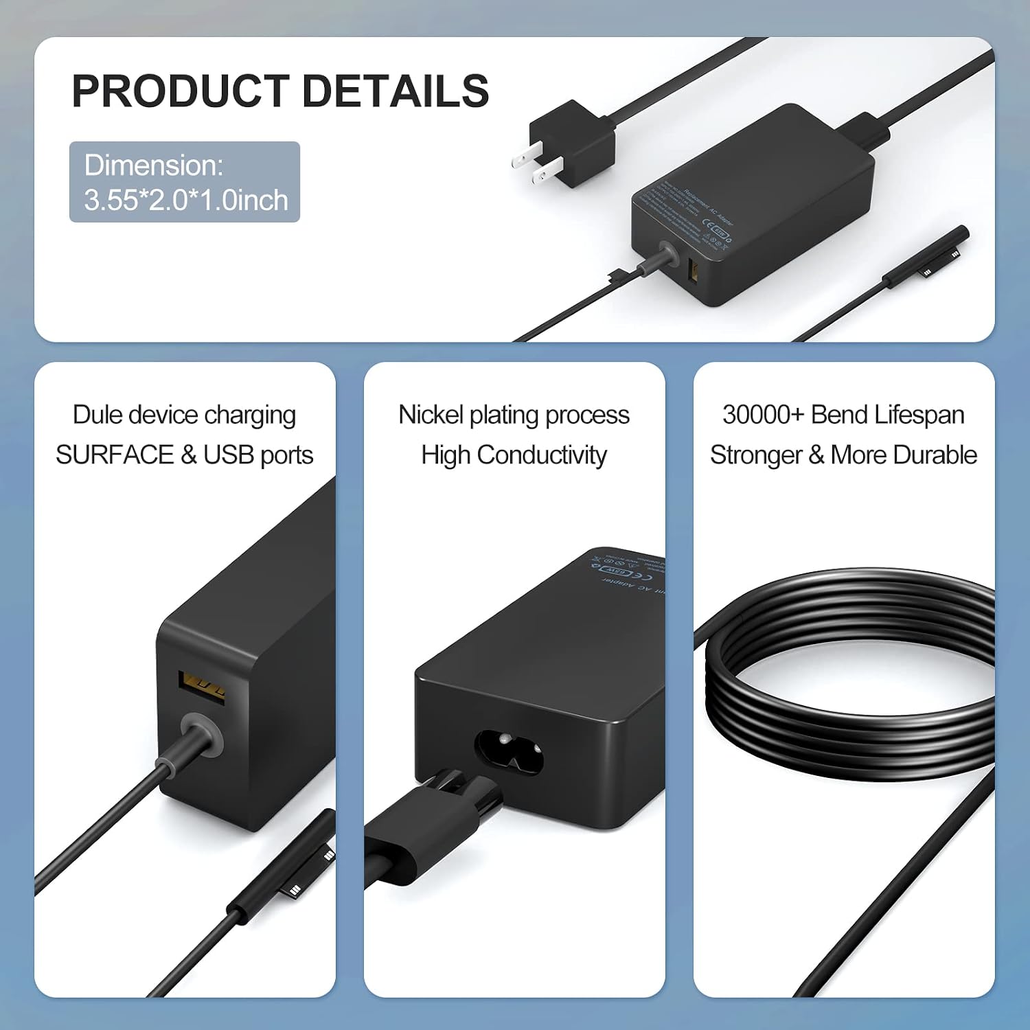 Cargador Surface Pro de 65 W para computadora portátil Microsoft. - Imagen 6