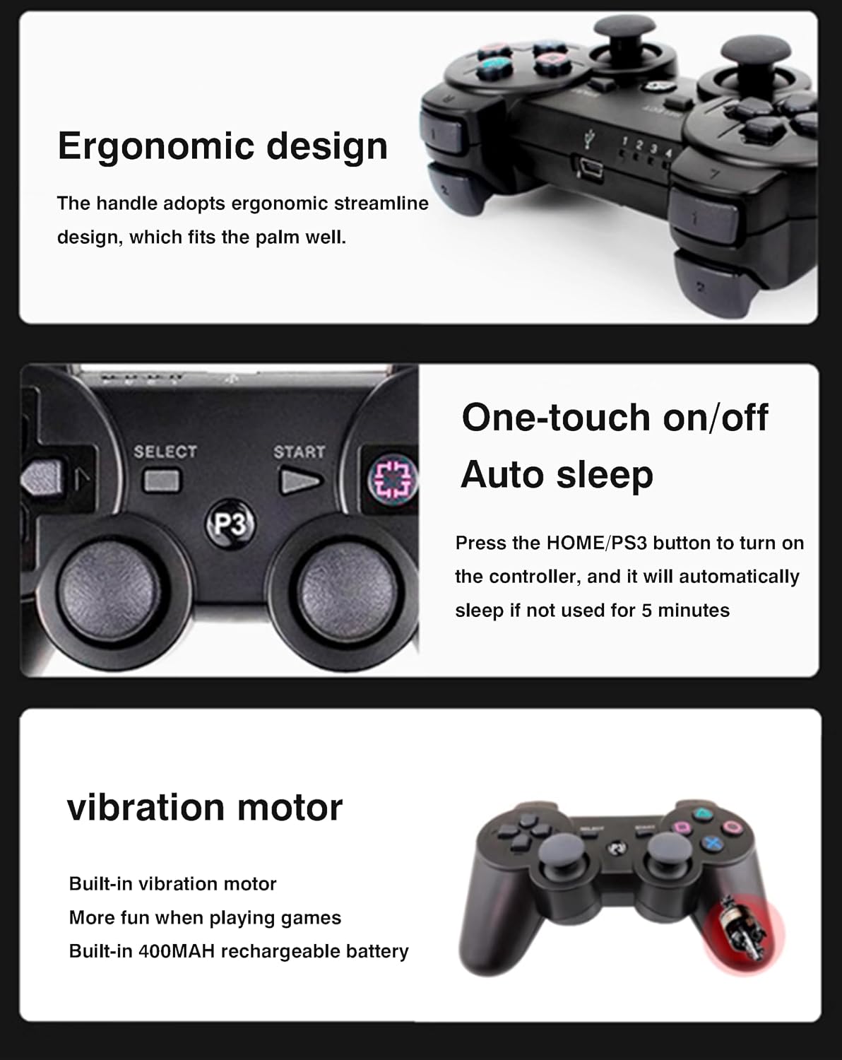 2.4G USB Wireless game Controller Gamepad Joystick compatible With PS3/PC. - Imagen 5