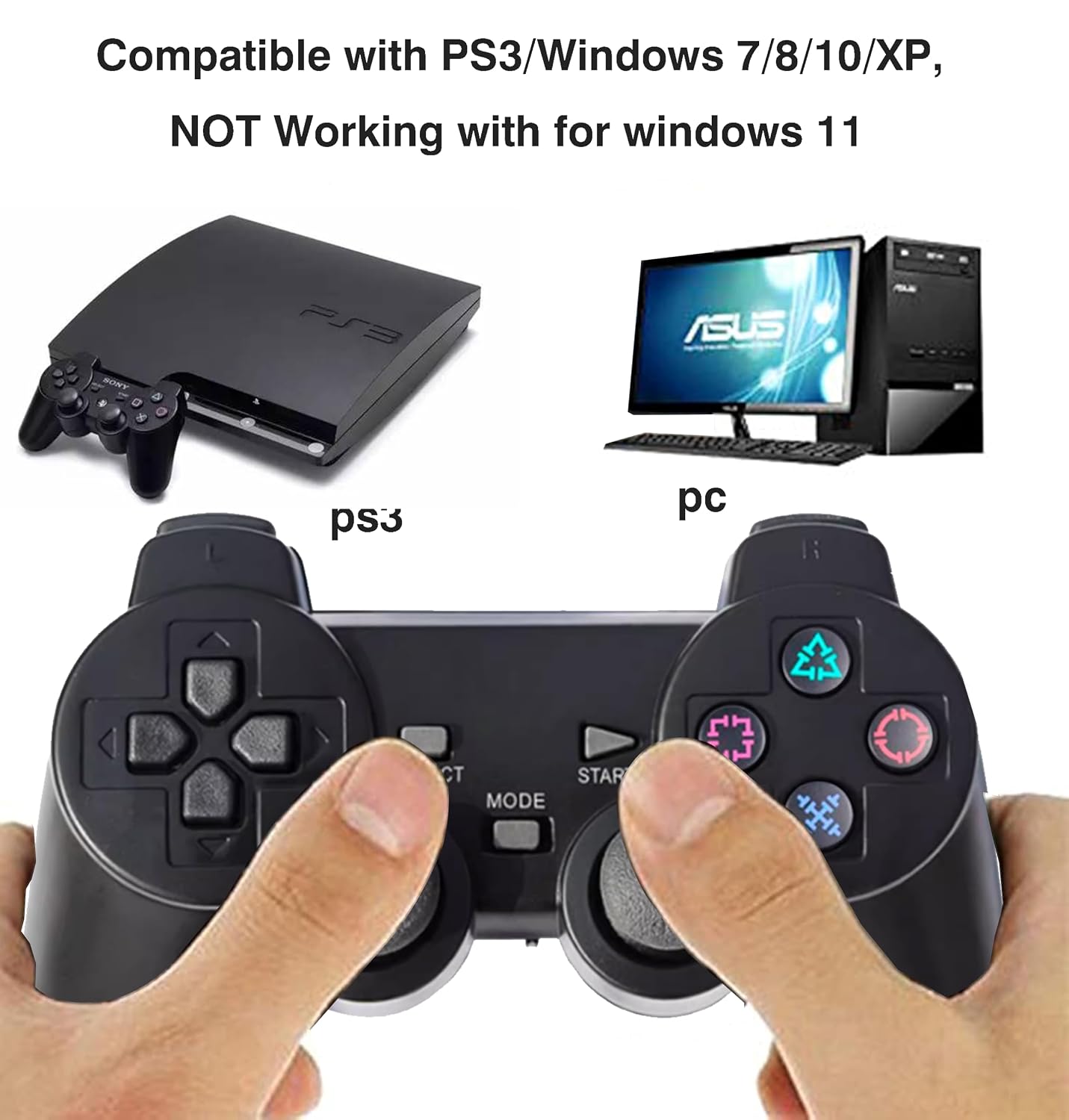 2.4G USB Wireless game Controller Gamepad Joystick compatible With PS3/PC. - Imagen 4
