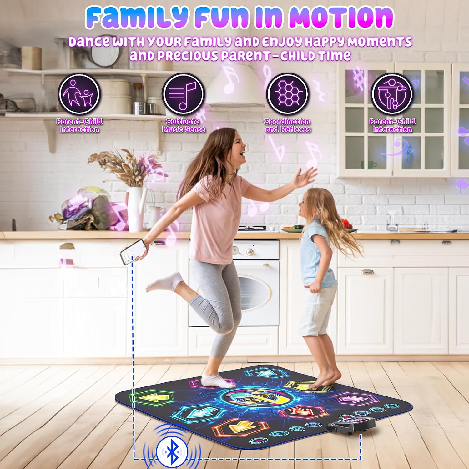 Tapete de Baile, 2025 Tapete de Baile Iluminado de 8 Botones con Bluetooth Inalámbrico. - Imagen 4