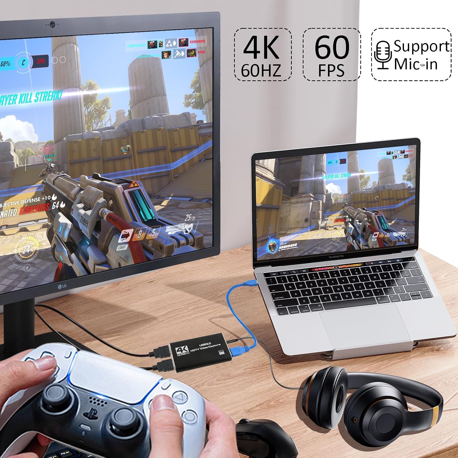 TCNEWCL Tarjeta de captura de video de audio 4K, dispositivo de captura de video HDMI USB 3.0. - Imagen 4
