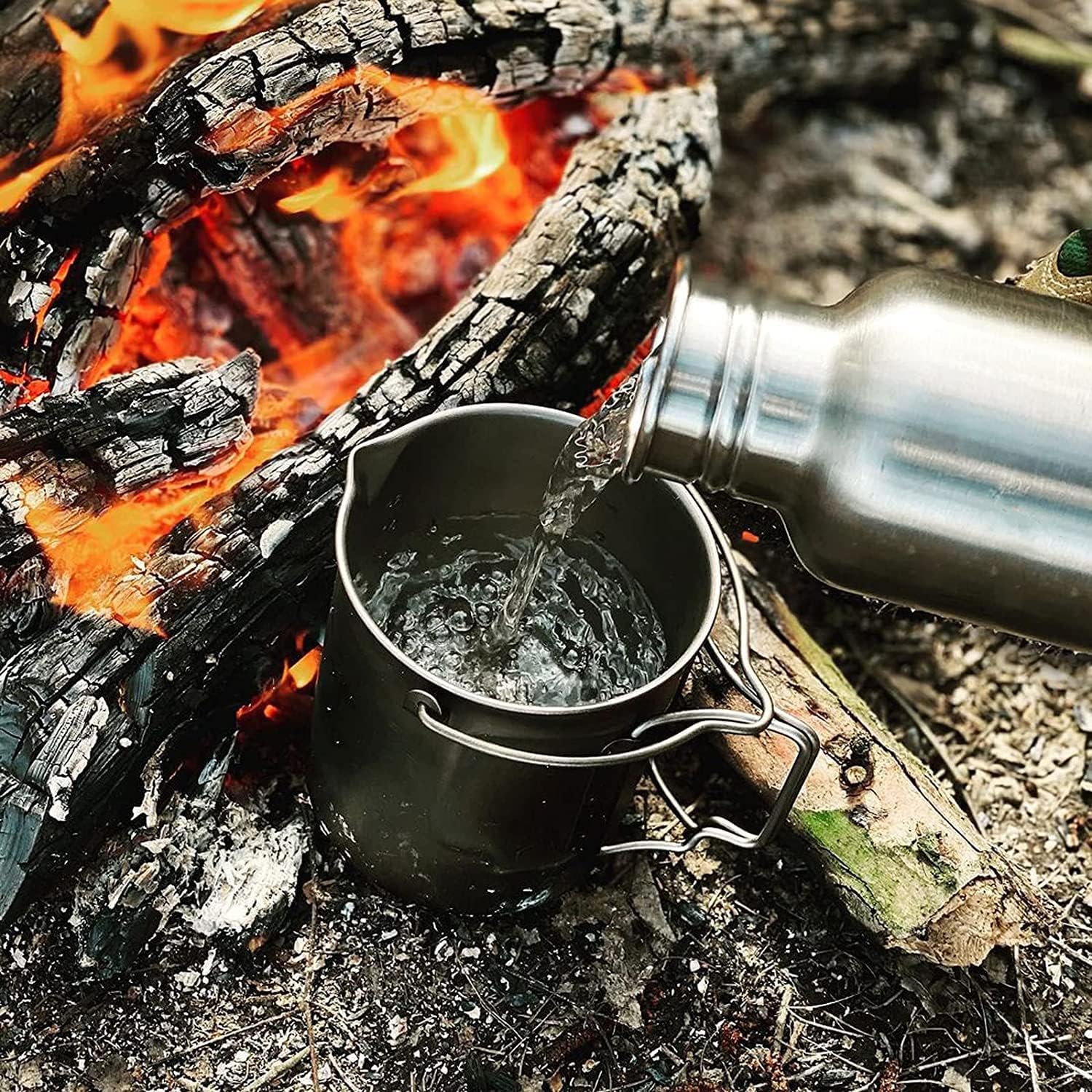 Bestargot Olla de titanio de 750 ml, prensa francesa portátil | Olla de camping ultraligera. - Imagen 6