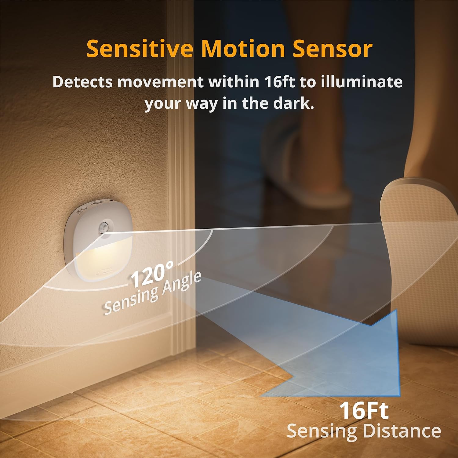 Lyridz Luz nocturna recargable, luz nocturna con batería con sensor de movimiento, mini luz LED. - Imagen 3
