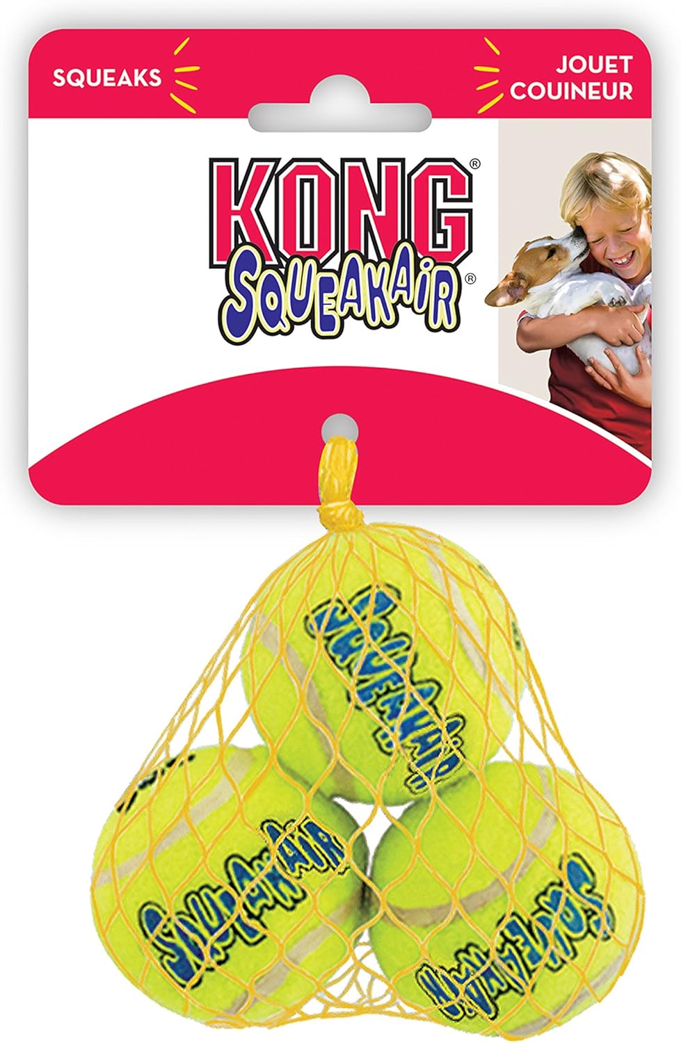Kong Air perro Squeakair perro de juguete pelotas de tenis, pequeño, 3-Pack - Imagen 4