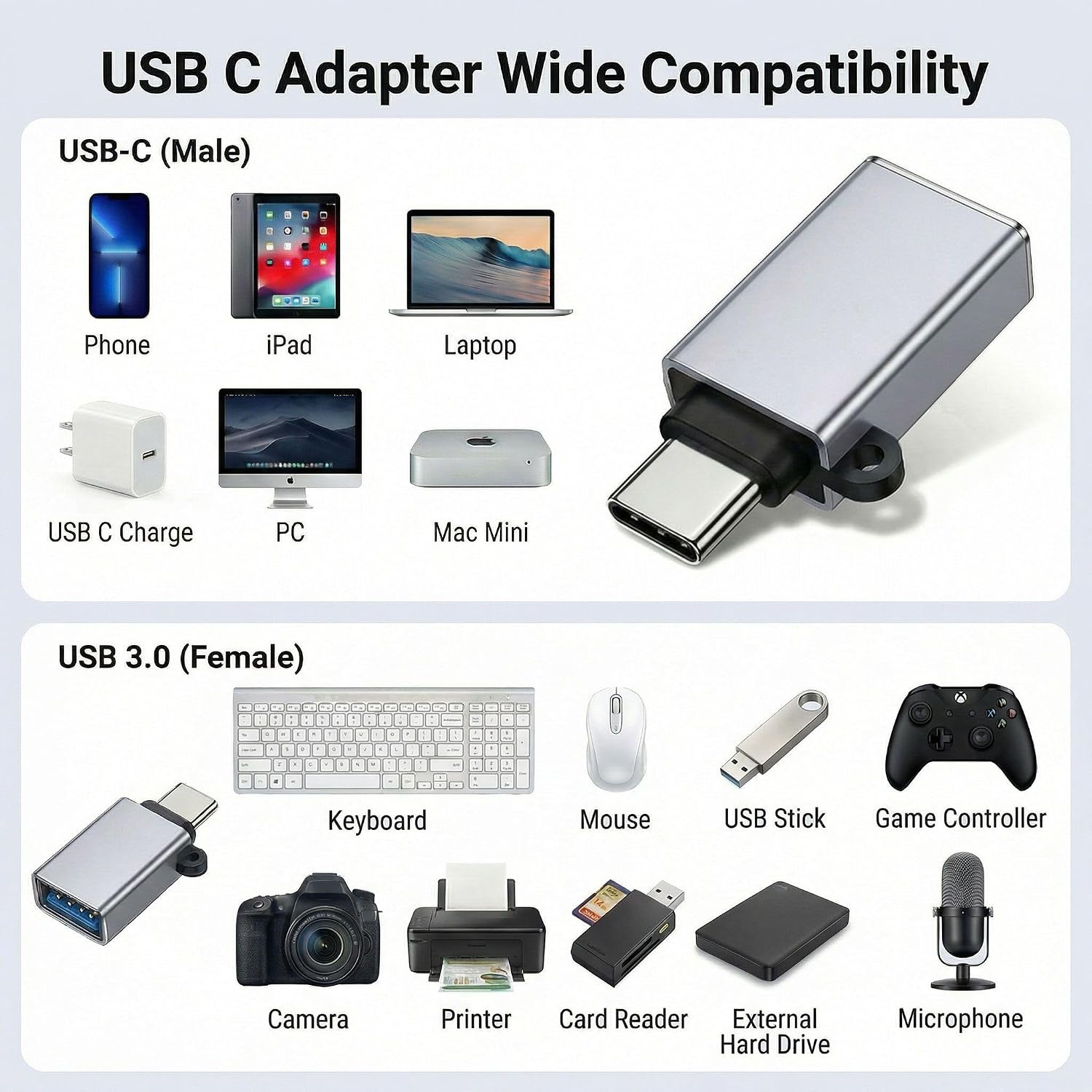 Adaptador USB A tipo C paquete de 8 adaptadores USB C y A macho a hembra. - Imagen 5