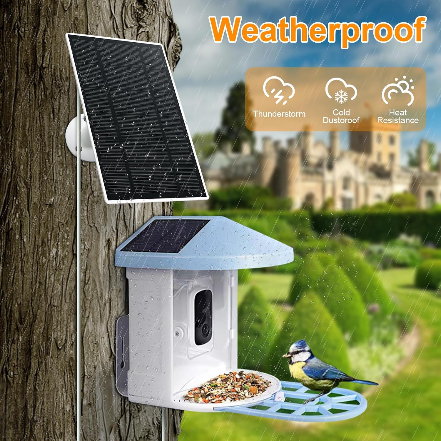 Cargador de panel solar para cámara de alimentador de pájaros, enchufe tipo C. - Imagen 3