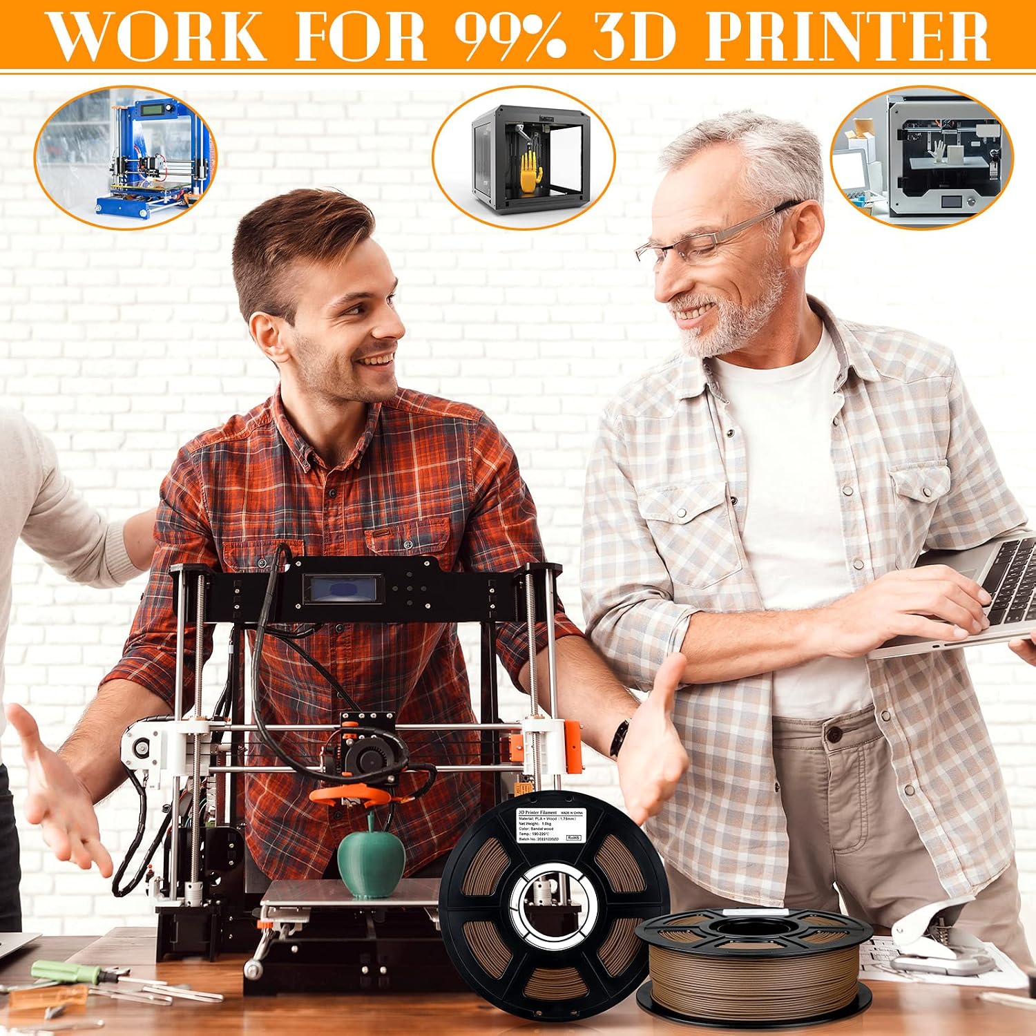 Filamento de madera 3D de sándalo de 1,75 mm, filamento de madera oscura con 30% fibra de madera. - Imagen 6