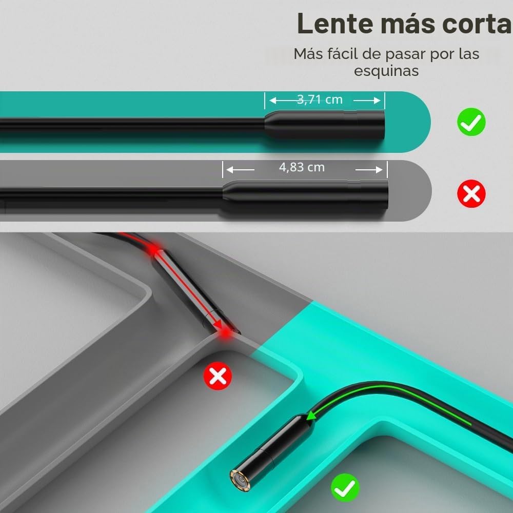 Endoscopio Cámara de Inspección, 3 ADAPTADORES USB Cámara endoscópica. - Imagen 5