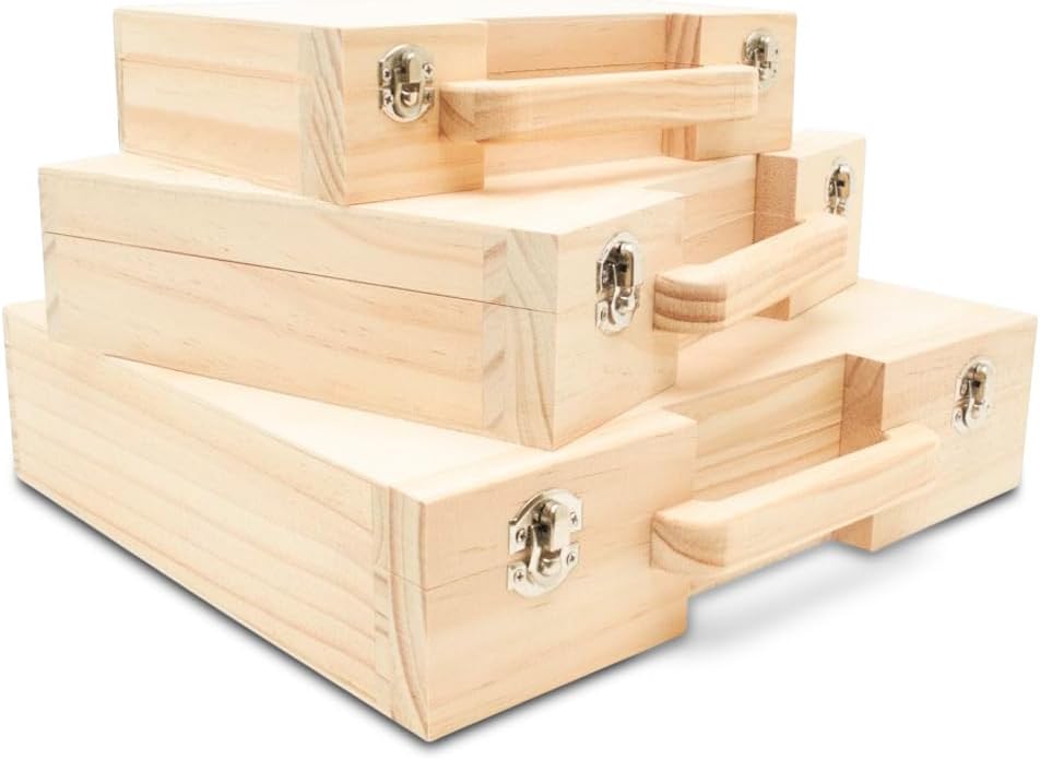 Woodpeckers Maleta de madera para manualidades, juego de 3 cajas de madera - Imagen 4