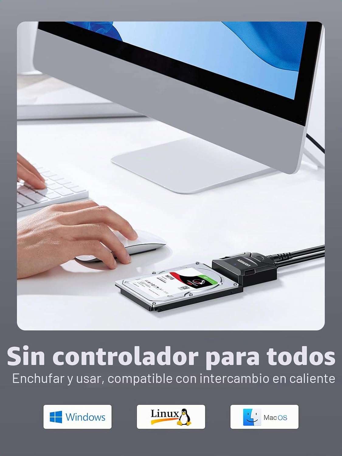 UGREEN cable adaptador SATA a USB 3.0 para lector de disco duro. - Imagen 6