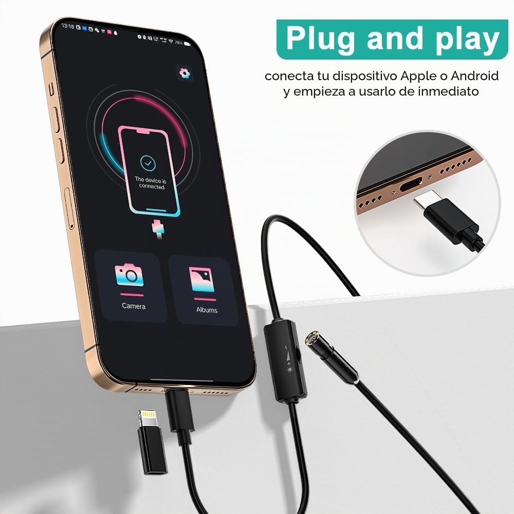 Endoscopio Cámara de Inspección, 3 ADAPTADORES USB Cámara endoscópica. - Imagen 4
