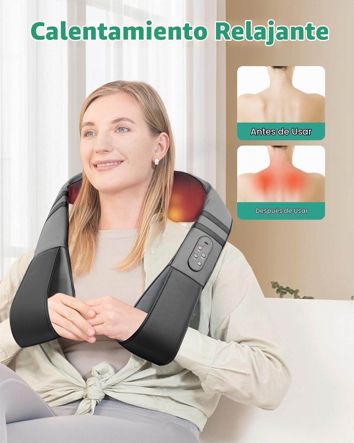 Medcursor Masajeador de Cuello con Calor para Alivio del Dolor de Tejido Profundo, Recargable. - Imagen 4