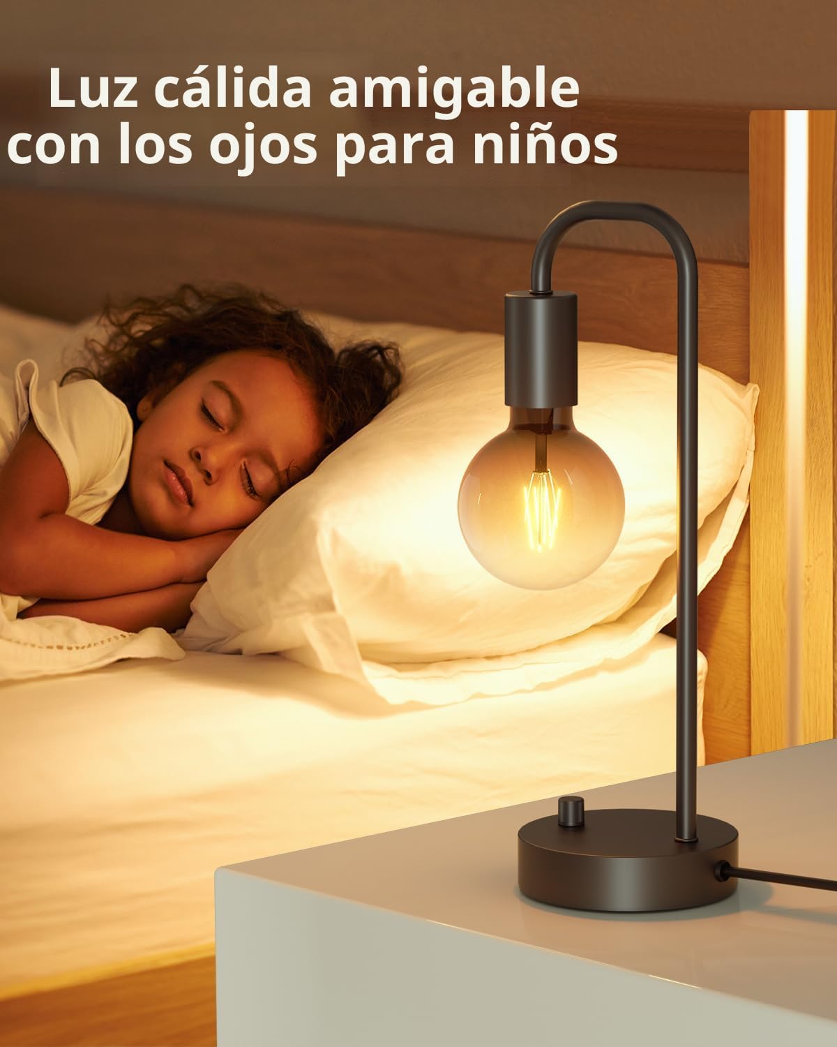 ONEWISH Juego de 2 lámparas de mesa industriales, lámpara de mesita de noche. - Imagen 4