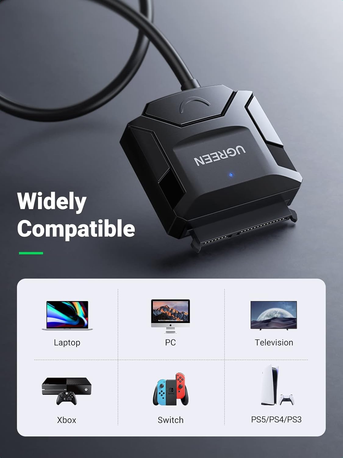 UGREEN cable adaptador SATA a USB 3.0 para lector de disco duro. - Imagen 5