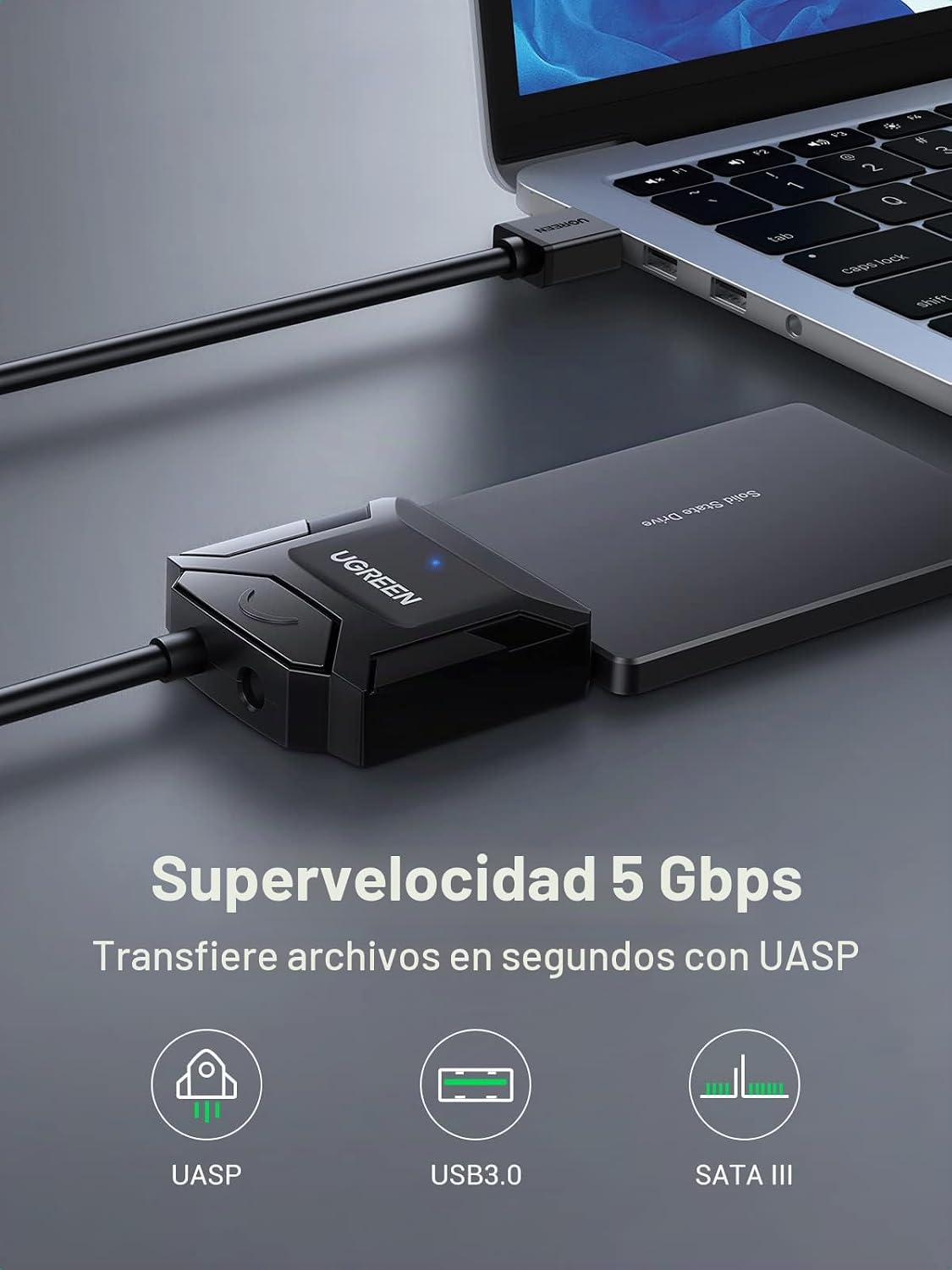UGREEN cable adaptador SATA a USB 3.0 para lector de disco duro. - Imagen 3