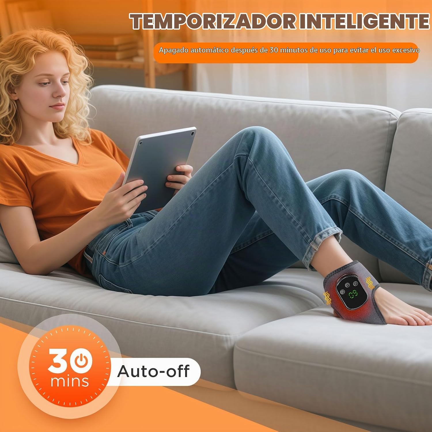 Masajeador de tobillo inalámbrico con calor, almohadilla térmica de tobillo. - Imagen 3