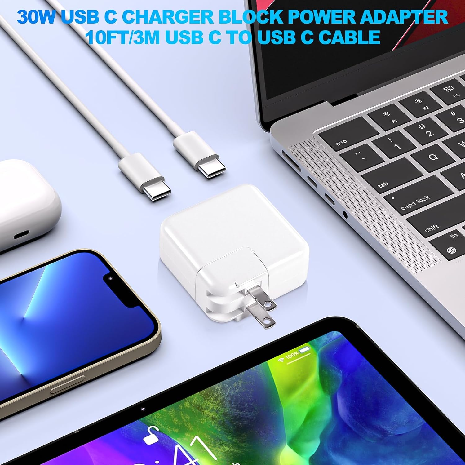 Cargador para MacBook Pro, cargador de aire para MacBook de 30 W, adaptador de corriente USB C. - Imagen 6