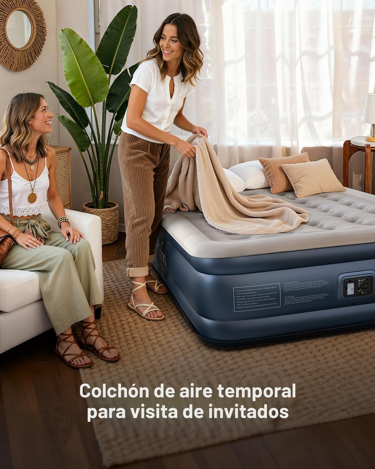 iDOO - Colchón de aire tamaño Queen con bomba integrada, colchón inflable elevado de 18 pulgadas. - Imagen 4