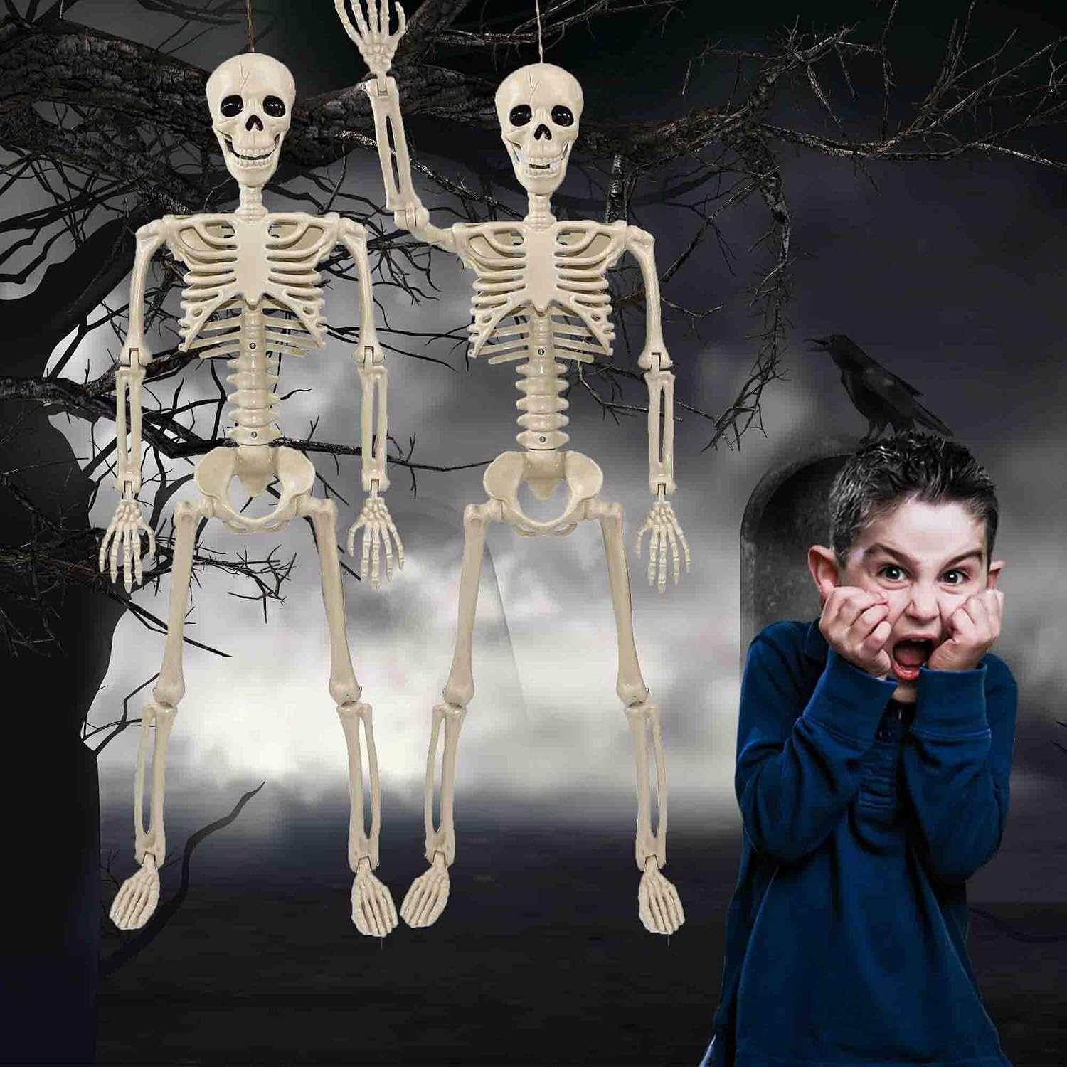 Esqueleto decorativo de Halloween de 36 pulgadas, esqueleto humano de tamaño real de 3 pies. - Imagen 3