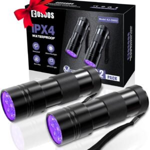 COSOOS Paquete de 2 Linternas UV, Linterna de Mano de Luz Negra de 12 LED 395nmm.