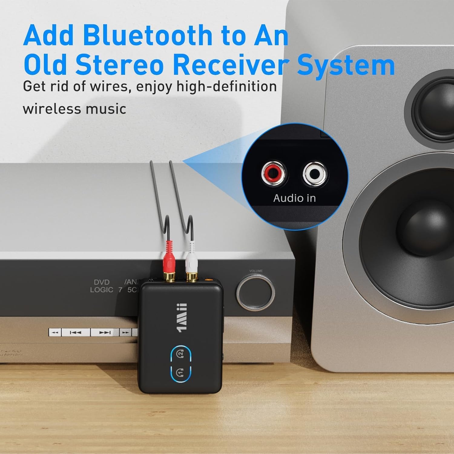 1Mii Adaptador RCA Bluetooth 5.3 para TV, Transmisor Receptor Bluetooth de 3.5mm. - Imagen 6