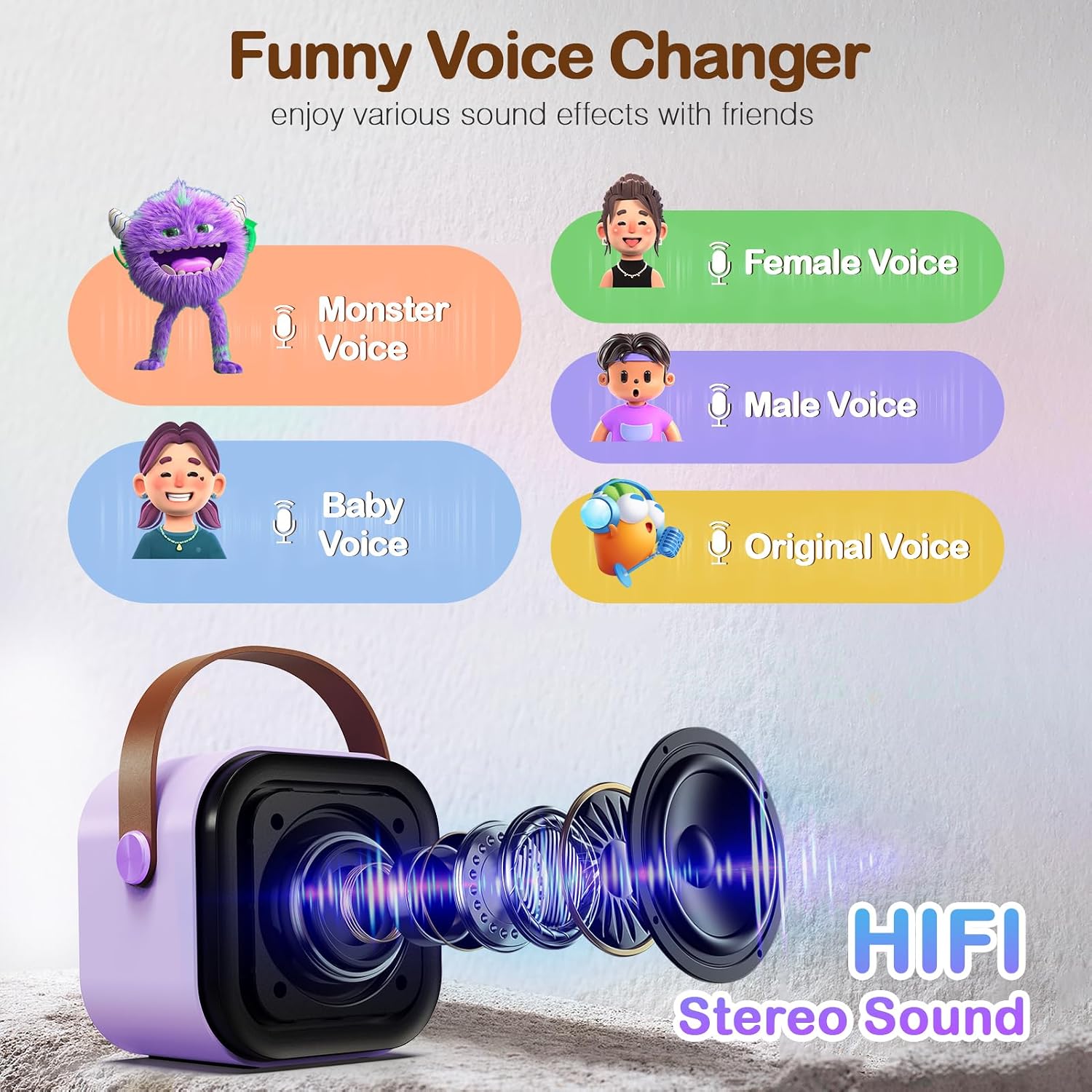 Máquina de karaoke portátil con 2 micrófonos inalámbricos, mini altavoz Bluetooth. - Imagen 5