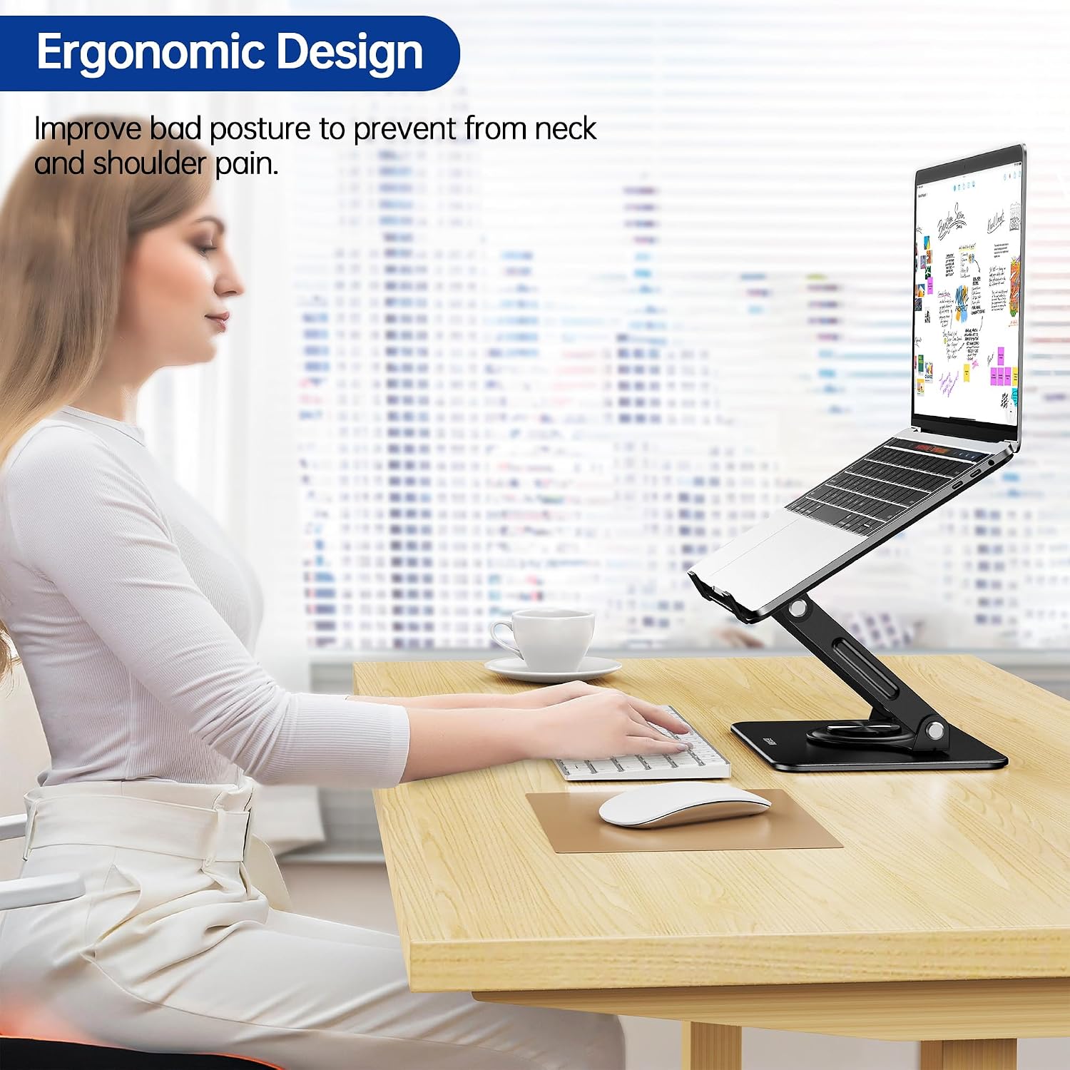 BESIGN LS11 - Soporte de laptop con base giratoria de 360°, soporte ergonómico ajustable. - Imagen 3