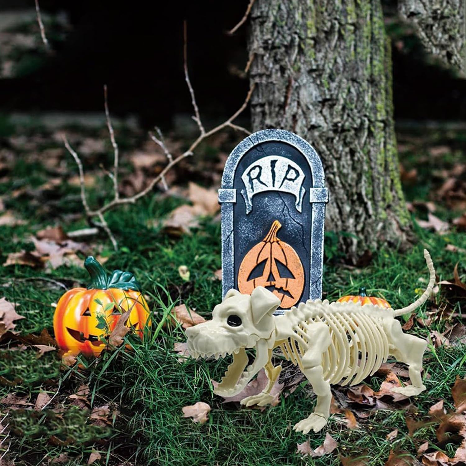 Decoraciones de esqueleto de perro de Halloween, huesos de esqueleto de plástico real. - Imagen 2