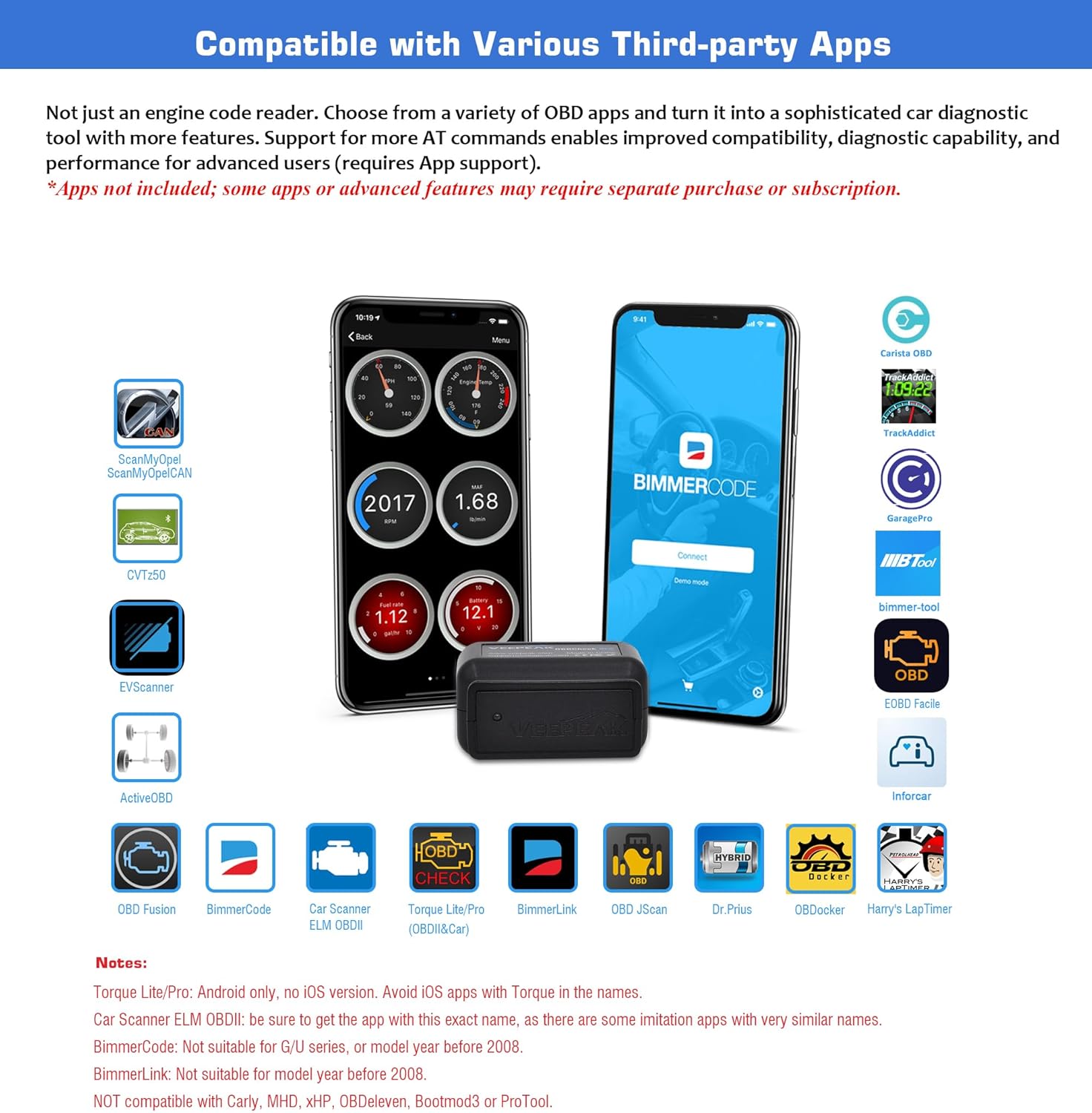 Veepeak OBDCheck BLE+ Bluetooth OBD II escáner para iOS y Android, lector de código de motor. - Imagen 3
