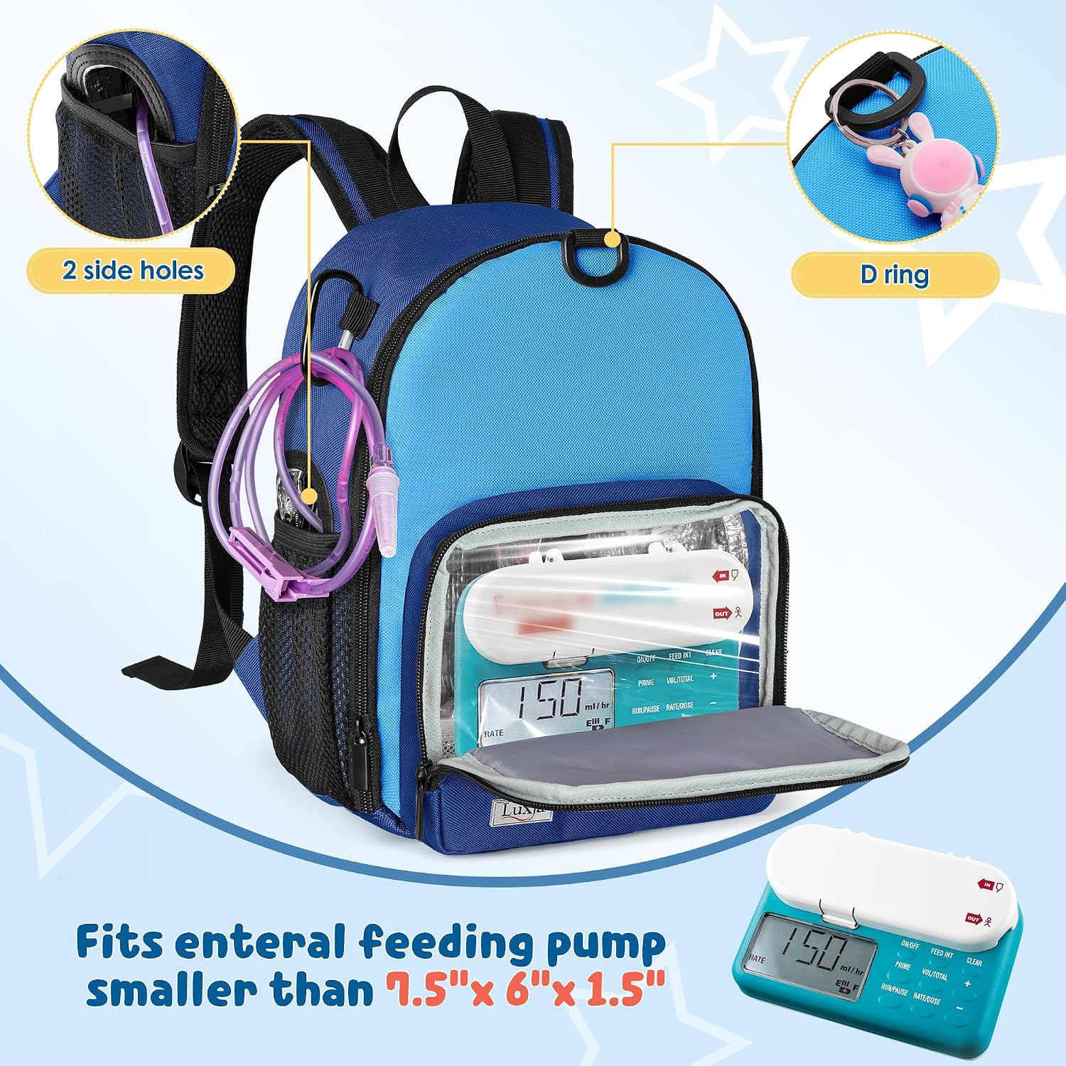 LUXJA Mochila para Tubo de Alimentación Compatible con Bolsa de 500ml y Bomba de Alimentacion. - Imagen 3